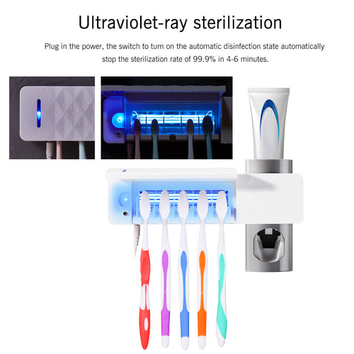 Sterilizzatore UV Antibatterico Automatico per Spazzolini da Denti e Dispenser Automatico